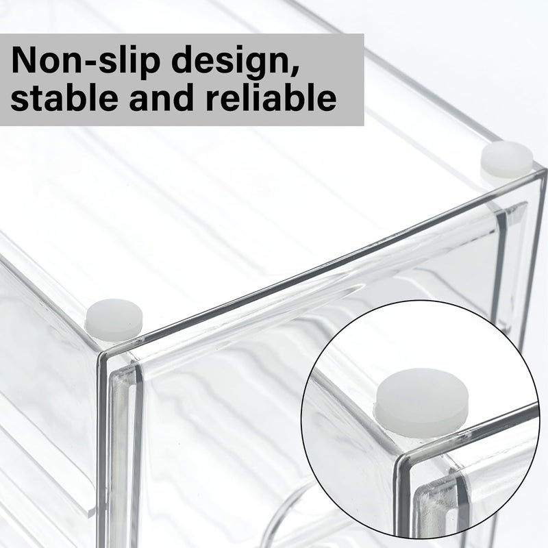 Prsildan Acrylic Drawer Makeup Organizer with 3 Drawers, Clear Stackable Storage for Baby Bottles, Craft, Jewelry & Hair Accessories, Multi-Use for Vanity, Countertop, Office Desk Organization - Image 5